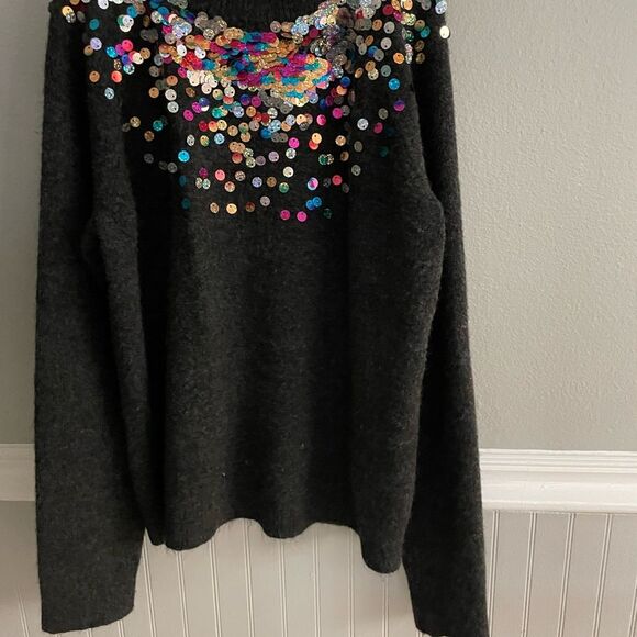 Big Girls Nordstrom 1901 Sequin Multi Color Grey Sweater Size XL - Picture 5 of 10